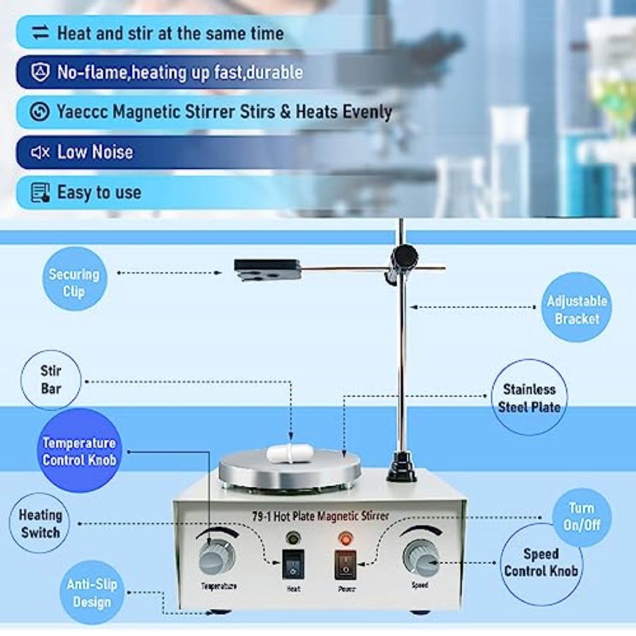 YaeCCC 1000ml Magnetic Stirrer - Magnetic Stirrer Hotplate reseña y precio