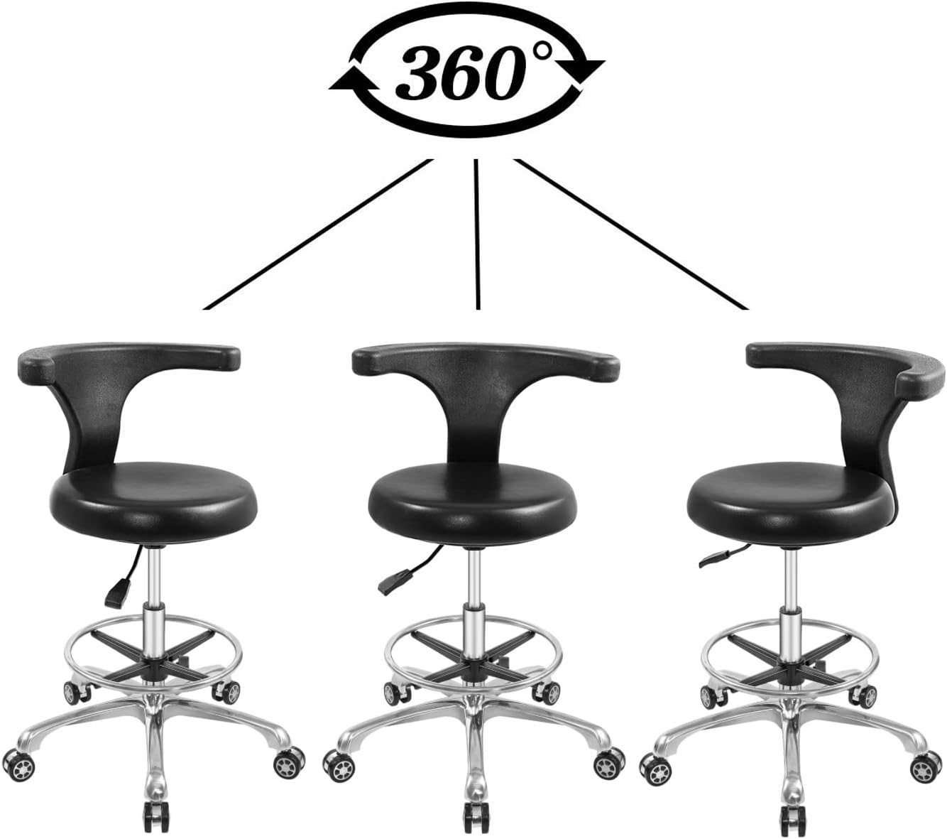 Adjustable Rolling Stool with  - Medical Lab Images reseña y precio