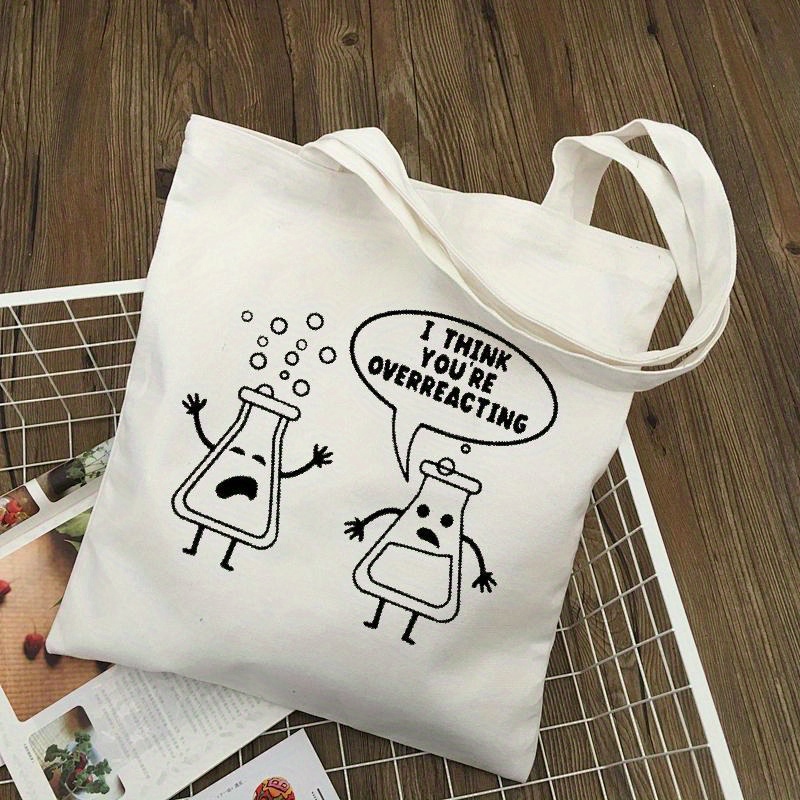 White Canvas Tote Bag Cartoon  - Medical Lab Day reseña y precio