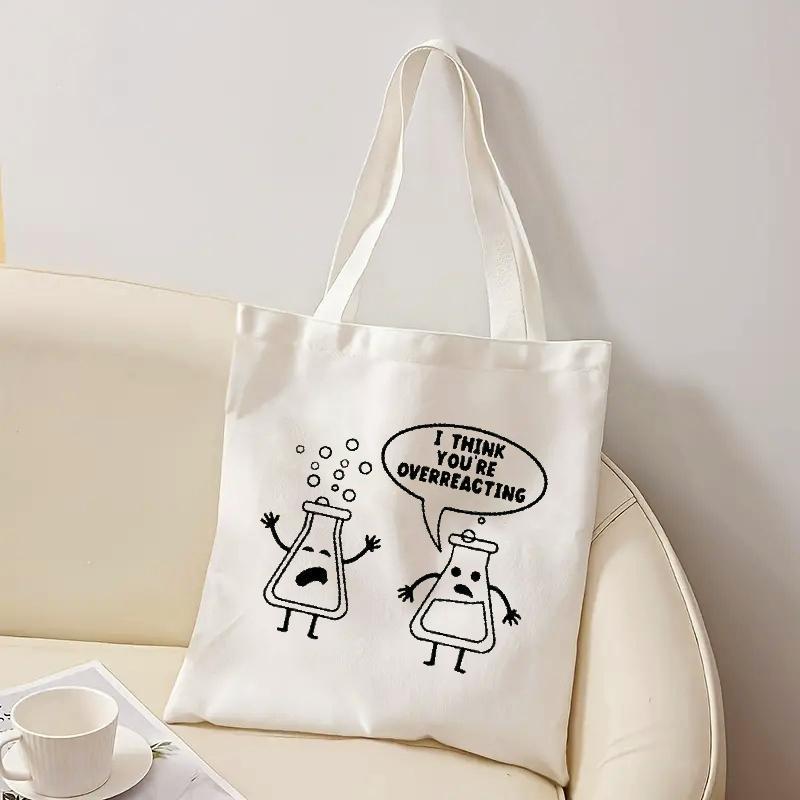 White Canvas Tote Bag Cartoon  - Medical Lab Day reseña y precio