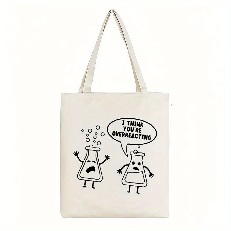 White Canvas Tote Bag Cartoon  - Medical Lab Day reseña y precio