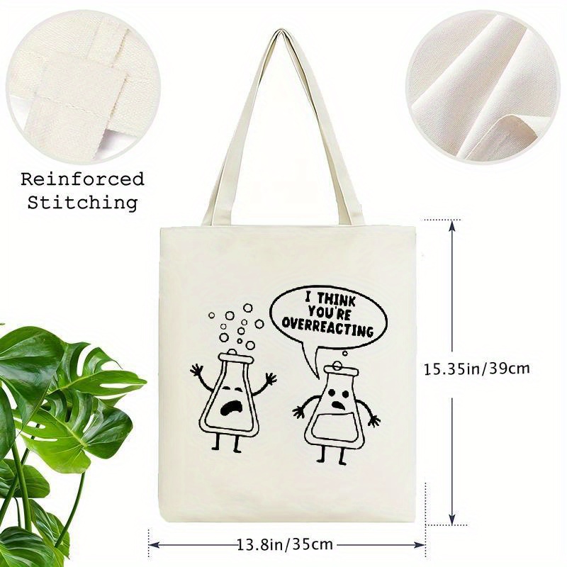 White Canvas Tote Bag Cartoon  - Medical Lab Day reseña y precio